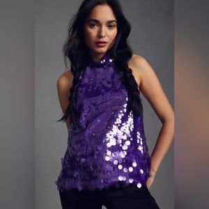 NWT Anna Sui Paillette Halter Top Size 4